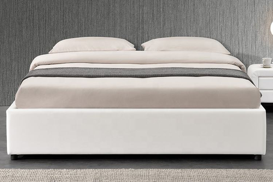 1151 Letto imbottito in lino di design con alzata a gas