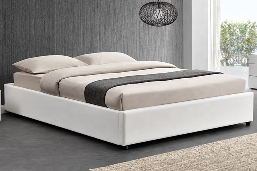 1151 Letto imbottito in lino di design con alzata a gas