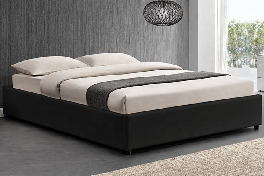 1151 Letto imbottito in lino di design con alzata a gas