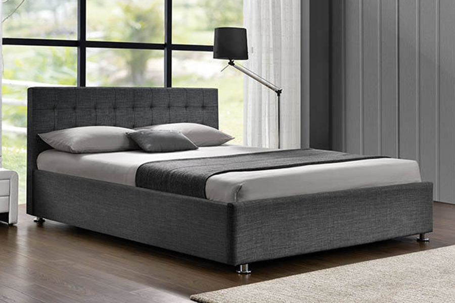 1151 Letto imbottito in lino di design con alzata a gas