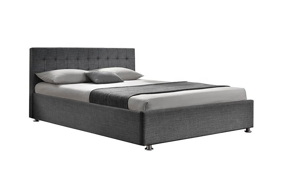 1151 Letto imbottito in lino di design con alzata a gas