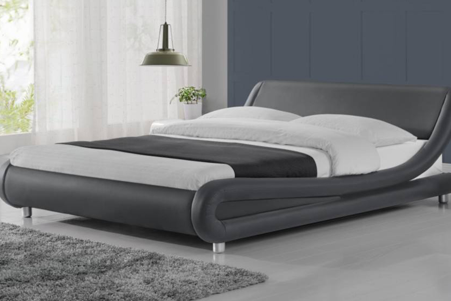 1140 Letto imbottito con struttura letto in pelle sintetica PU in legno