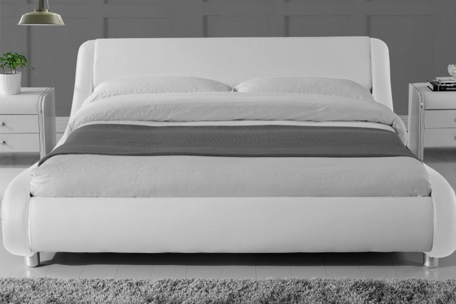 1140 Letto imbottito con struttura letto in pelle sintetica PU in legno