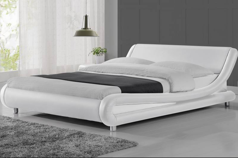 1140 Letto imbottito con struttura letto in pelle sintetica PU in legno