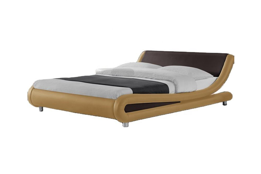 1140 Letto imbottito con struttura letto in pelle sintetica PU in legno