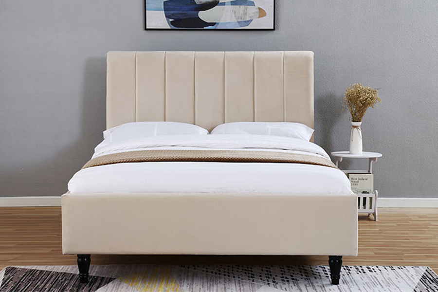 1312 Testata letto in morbido tessuto Letto imbottito bombato