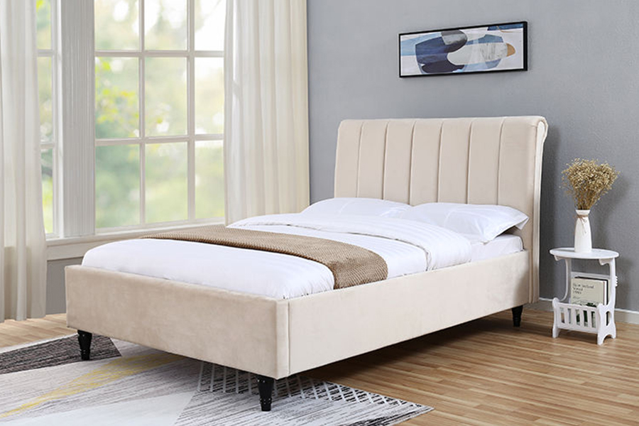 1312 Testata letto in morbido tessuto Letto imbottito bombato