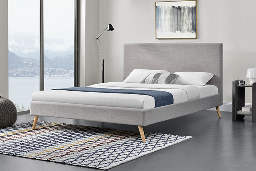 1281 Letto imbottito con testiera semplice in tessuto