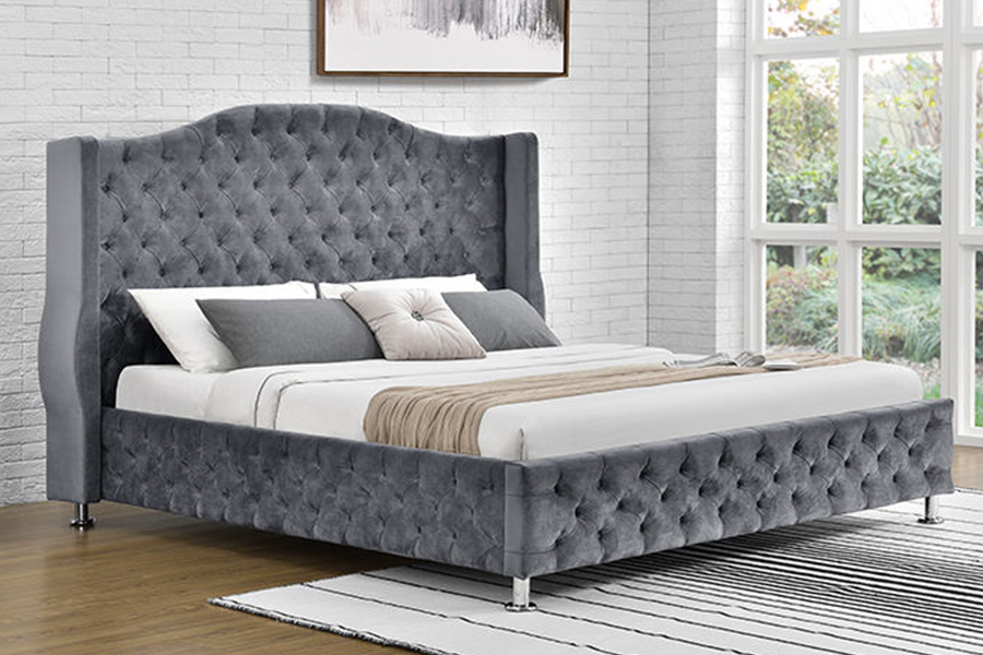 1268 Letto imbottito con rivestimento in tessuto Luxury Style