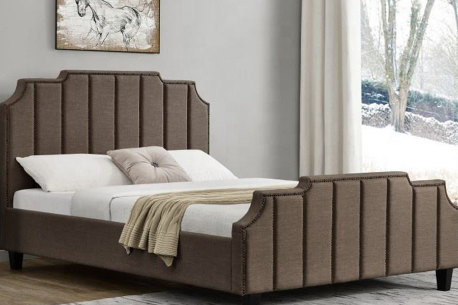 Letto imbottito con struttura matrimoniale in tessuto velluto 1205