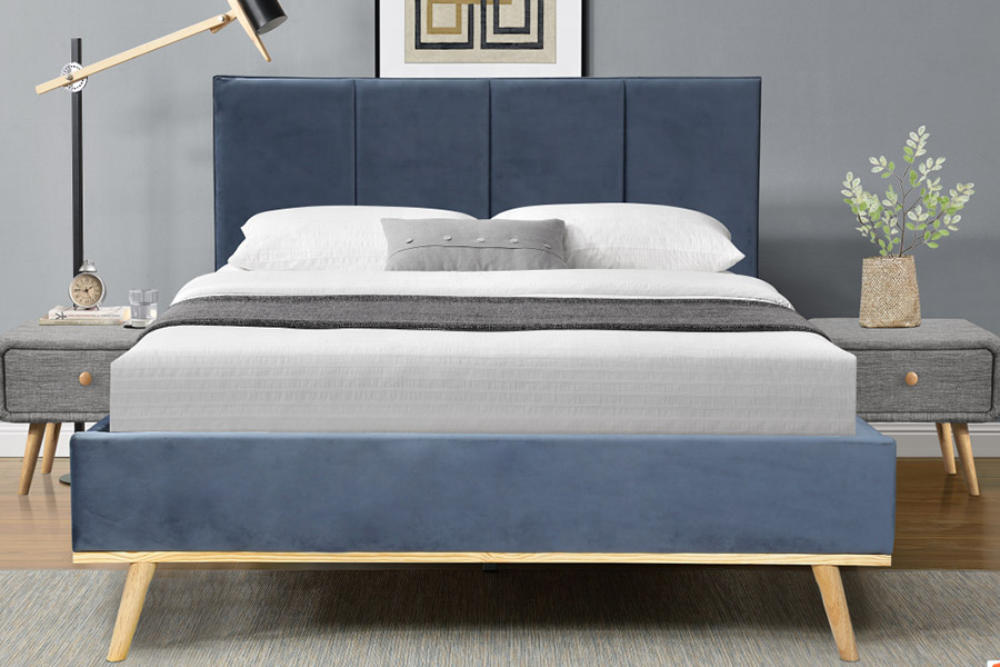 1457 Letto imbottito in velluto dal design moderno e semplice