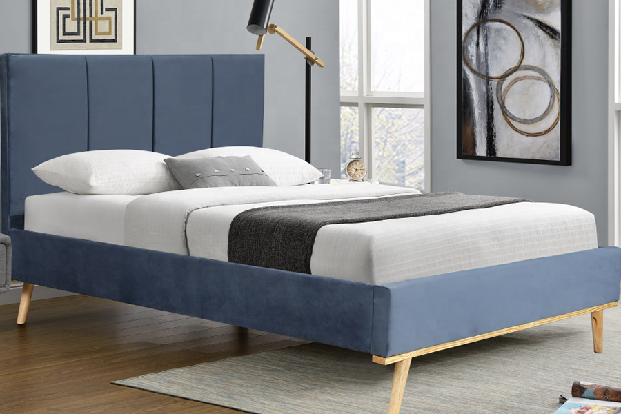 1457 Letto imbottito in velluto dal design moderno e semplice