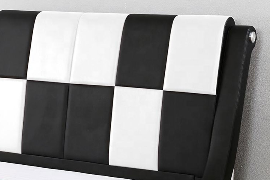 1443 Letto imbottito doppio king size in pelle sintetica PU