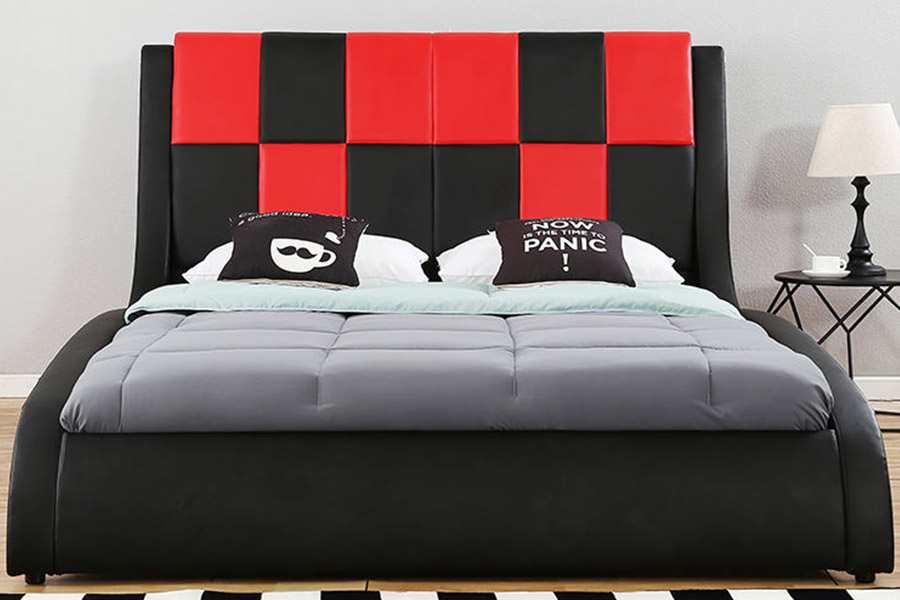 1443 Letto imbottito doppio king size in pelle sintetica PU