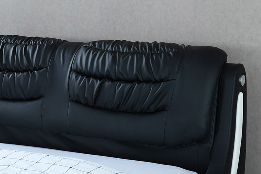 1441 Letto imbottito in pelle dal design moderno e minimalista