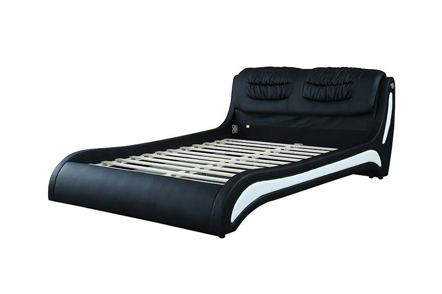 1441 Letto imbottito in pelle dal design moderno e minimalista