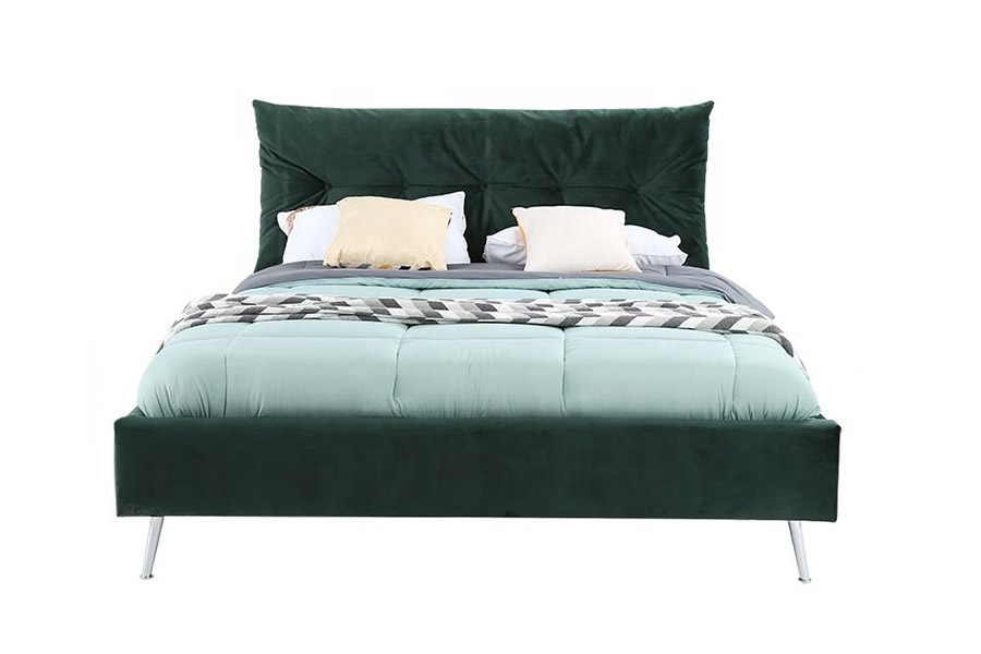 1392 Letto imbottito in tessuto di velluto dallo stile moderno e semplice