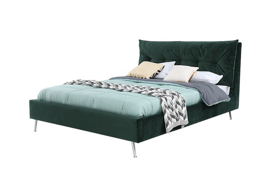 1392 Letto imbottito in tessuto di velluto dallo stile moderno e semplice