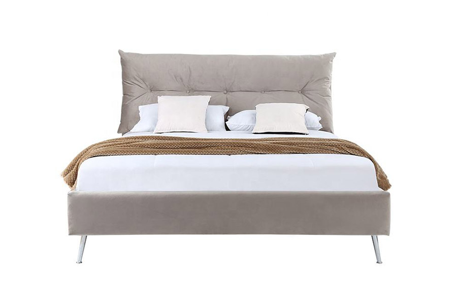 1392 Letto imbottito in tessuto di velluto dallo stile moderno e semplice