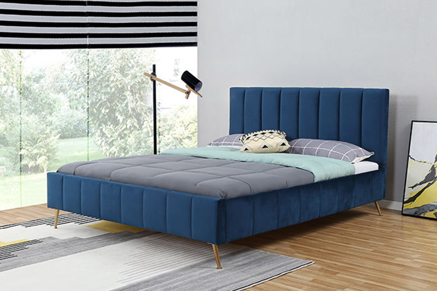 1382 Letto matrimoniale in stile moderno Letto imbottito in legno massello