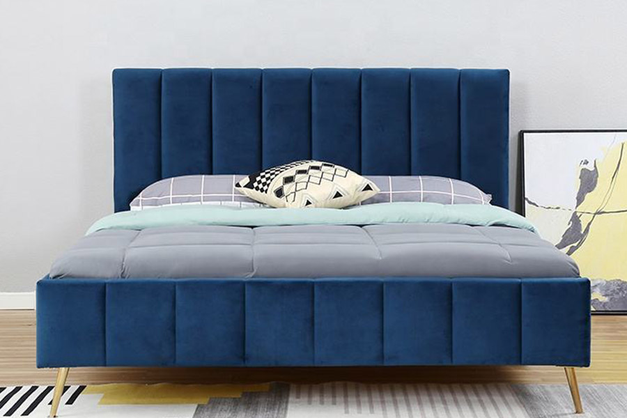 1382 Letto matrimoniale in stile moderno Letto imbottito in legno massello