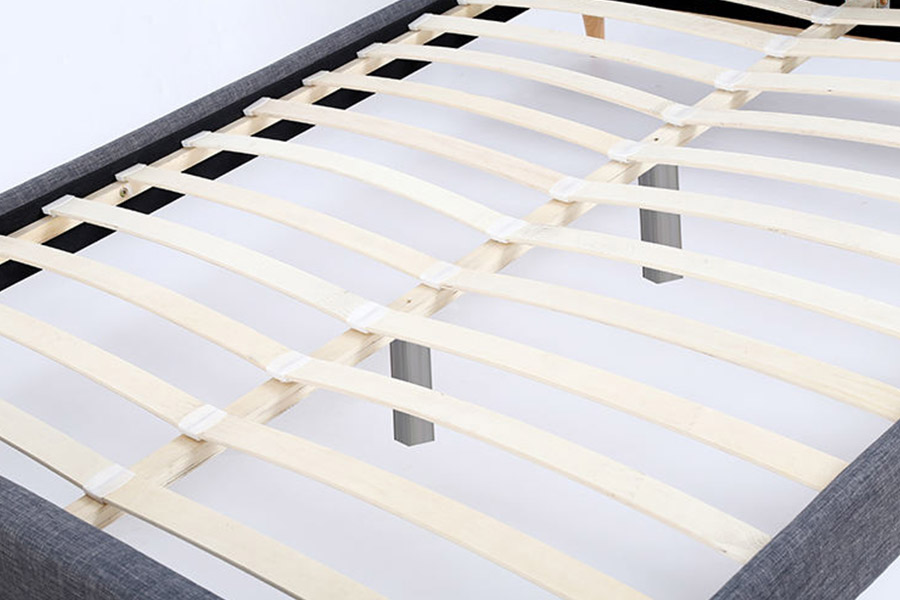 1380 Letti scandinavi Letto imbottito in tessuto grigio scuro