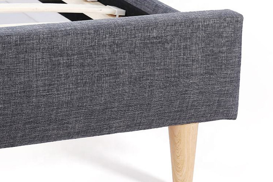 1380 Letti scandinavi Letto imbottito in tessuto grigio scuro
