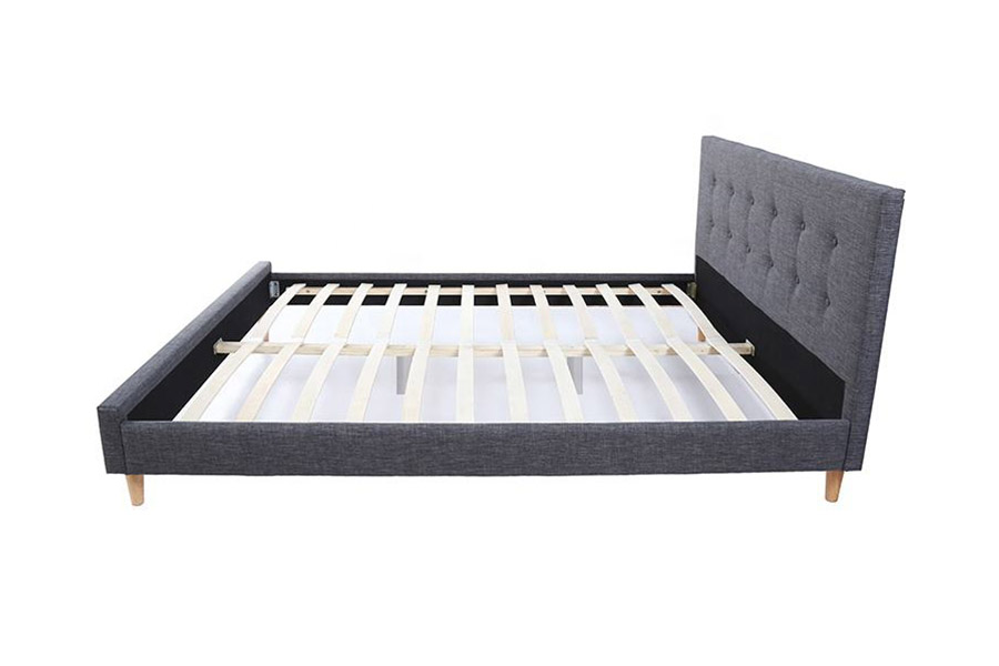 1380 Letti scandinavi Letto imbottito in tessuto grigio scuro