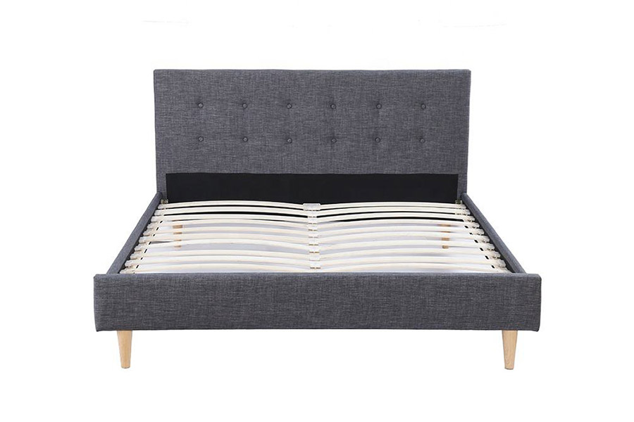 1380 Letti scandinavi Letto imbottito in tessuto grigio scuro