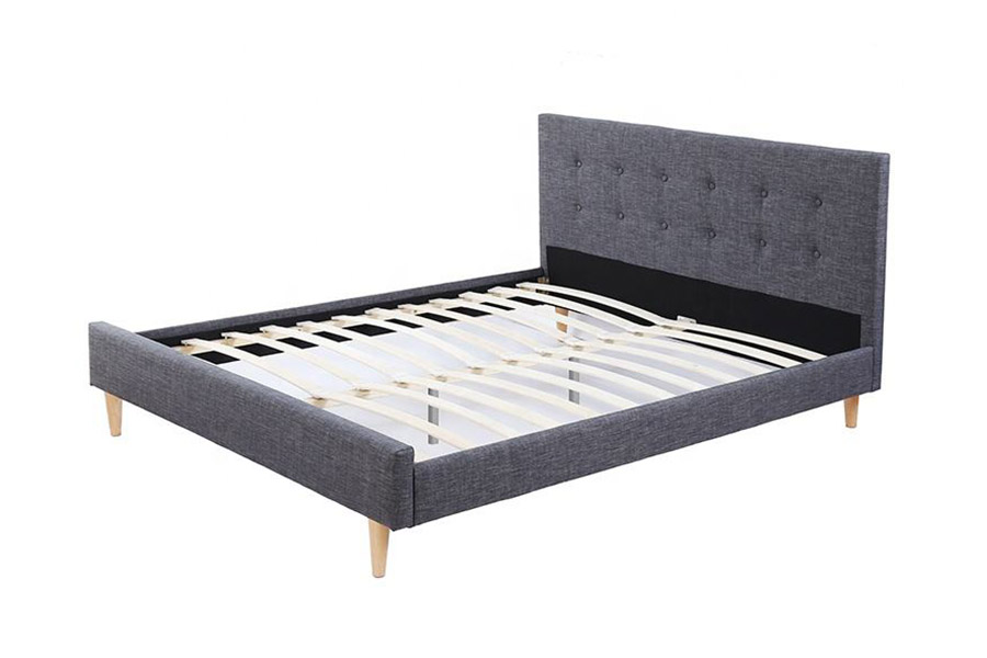 1380 Letti scandinavi Letto imbottito in tessuto grigio scuro