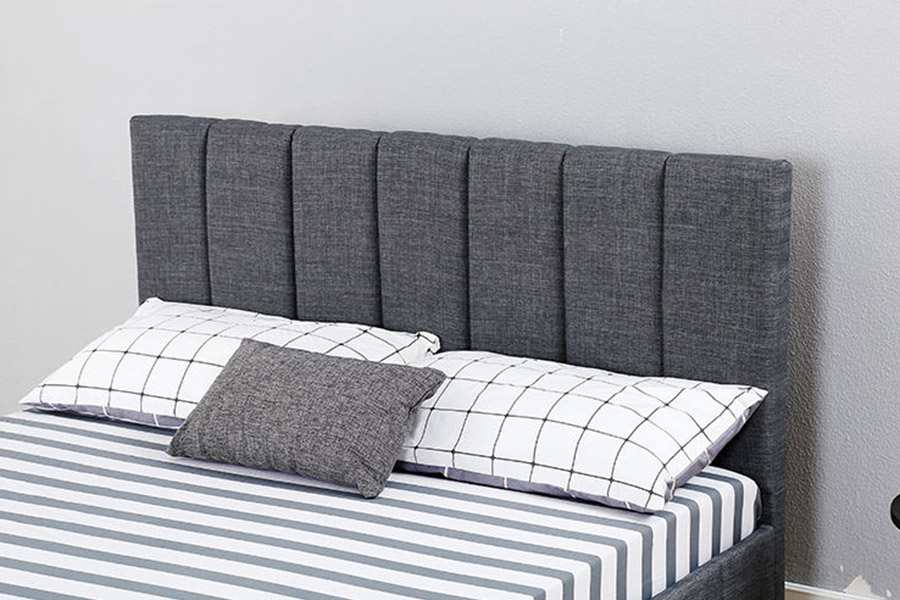 1333 Letto imbottito moderno in tessuto felpato grigio