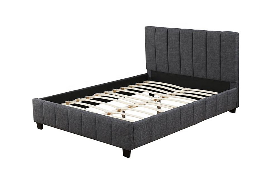 1333 Letto imbottito moderno in tessuto felpato grigio
