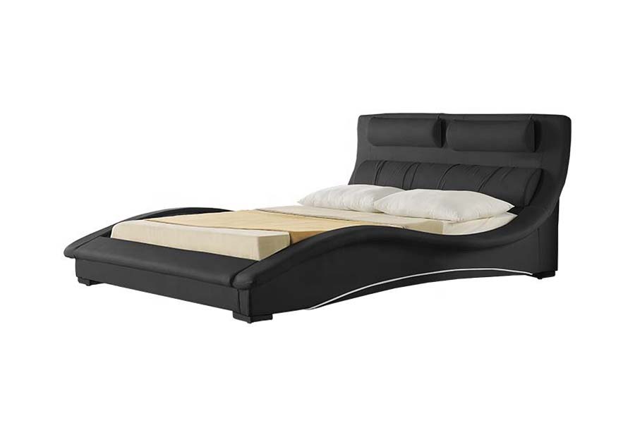 Letto imbottito in pelle dal design classico curvo 1840