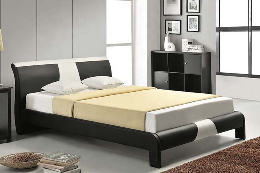 1857 Struttura letto imbottita moderna contemporanea in ecopelle LED