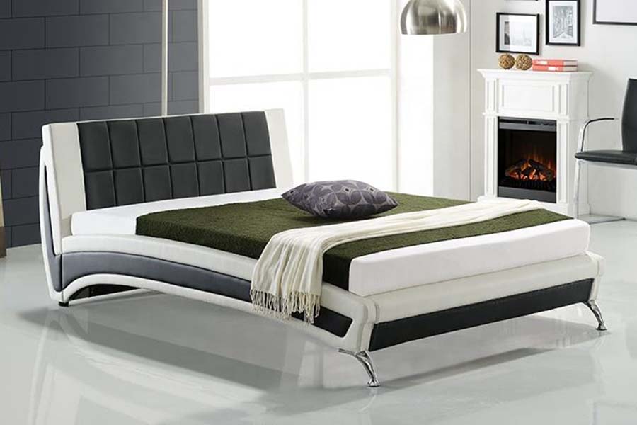 1857 Struttura letto imbottita moderna contemporanea in ecopelle LED