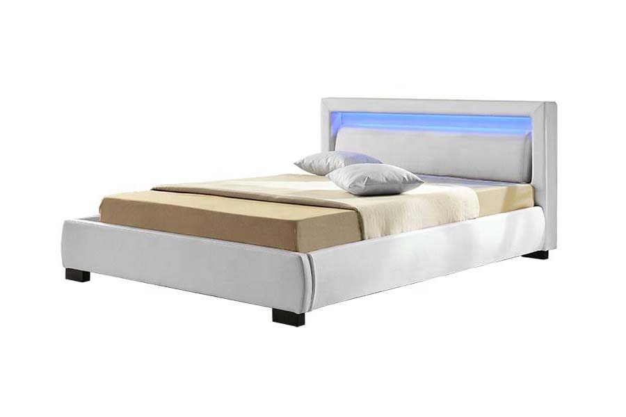 1857 Struttura letto imbottita moderna contemporanea in ecopelle LED