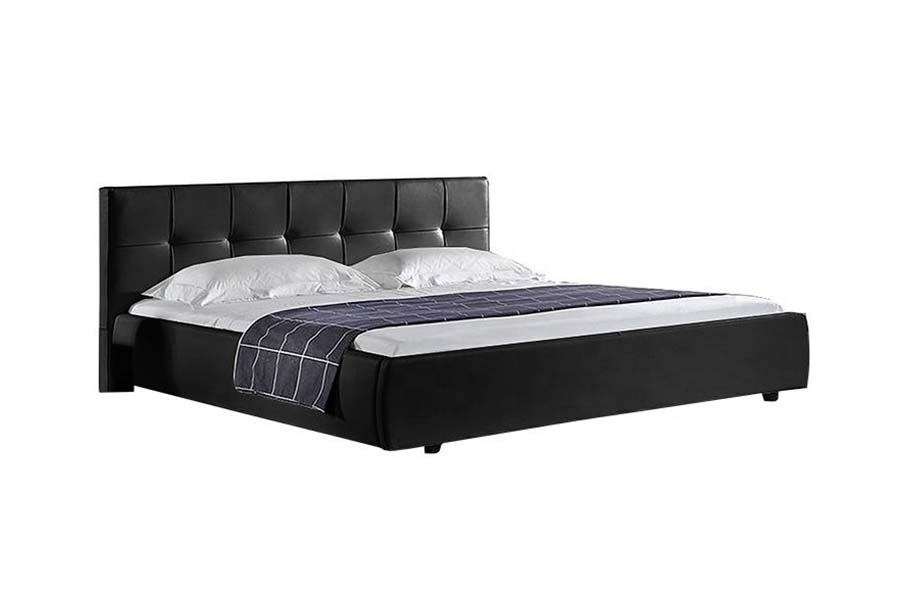 1813 Letto imbottito con letto morbido in PU bianco. Struttura del letto imbottita a LED