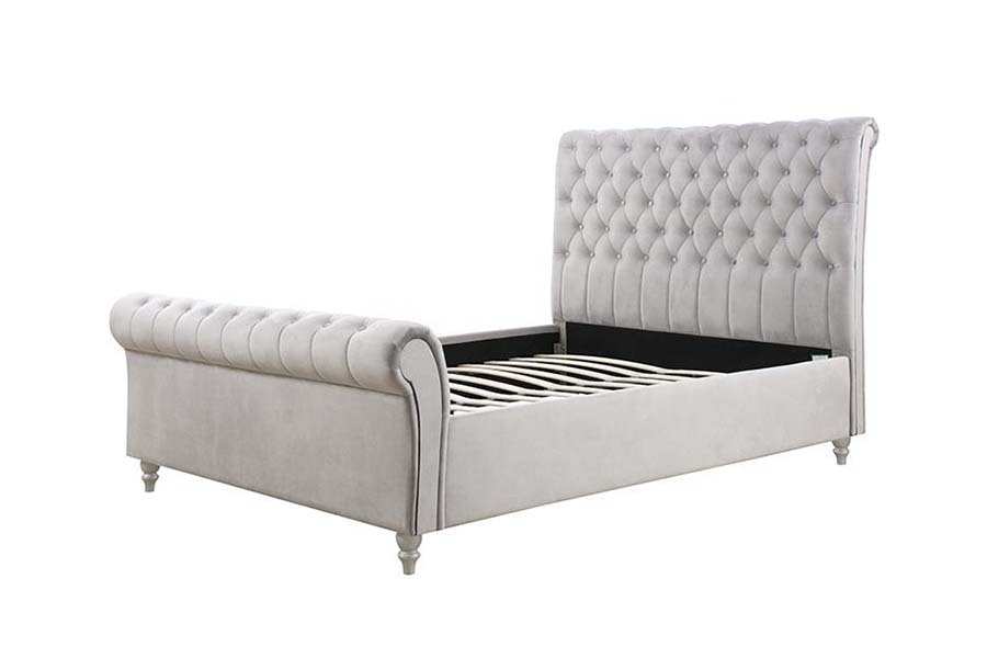 1563 Letto imbottito classico con letto a slitta in nastro