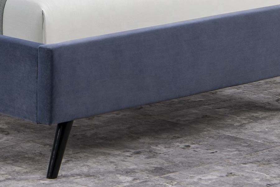 1663 Letto imbottito doppio in legno di velluto capitonnè