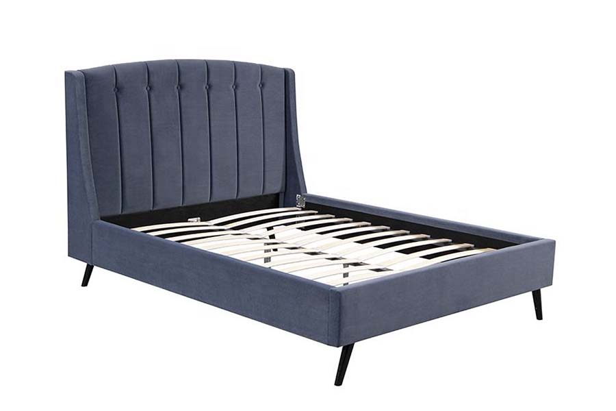 1663 Letto imbottito doppio in legno di velluto capitonnè