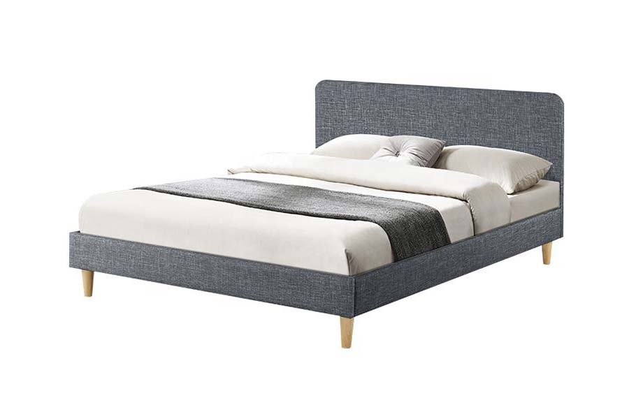 1509 Letto imbottito in lino di legno di alta qualità