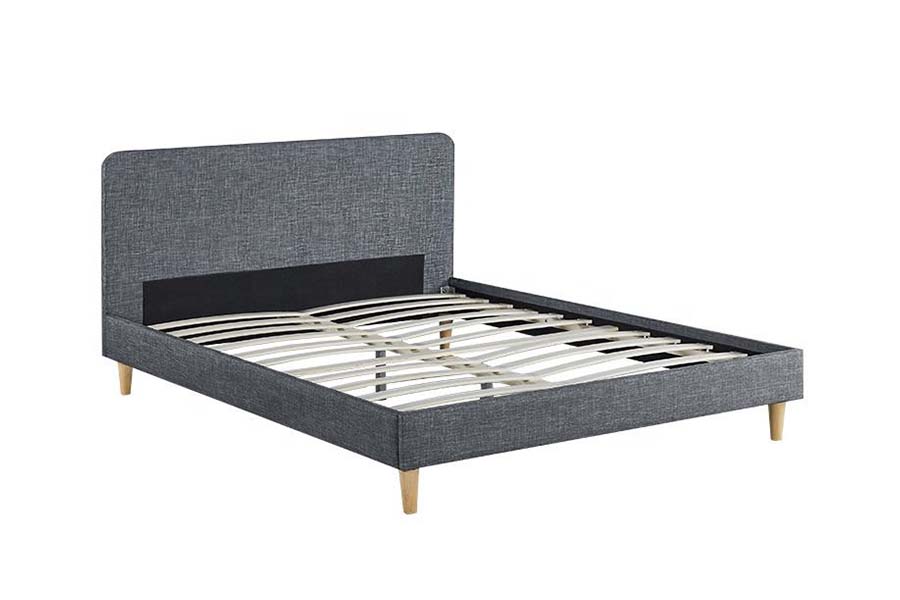 1509 Letto imbottito in lino di legno di alta qualità