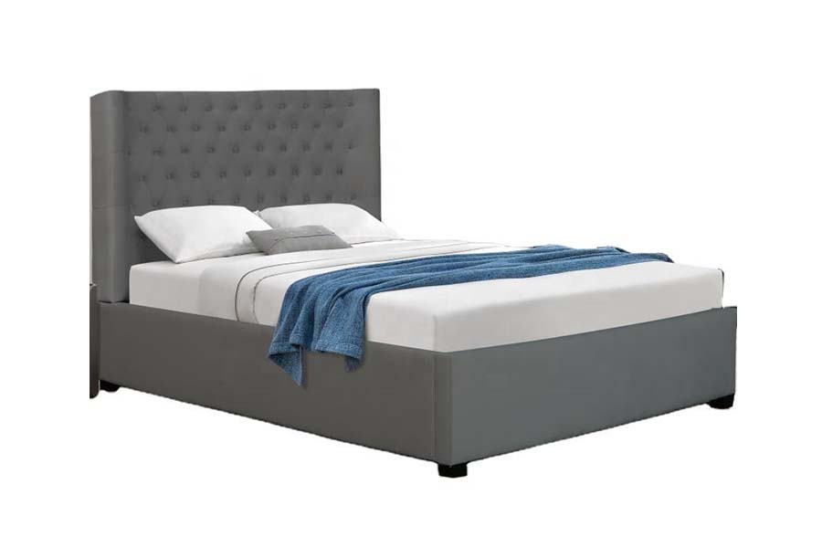 Letto con testiera a 1500 bottoni. Letto in tessuto. Letto imbottito