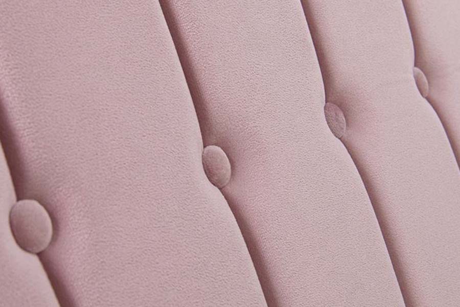 1598 Tessuto in velluto rosa con letto imbottito con pannelli in legno