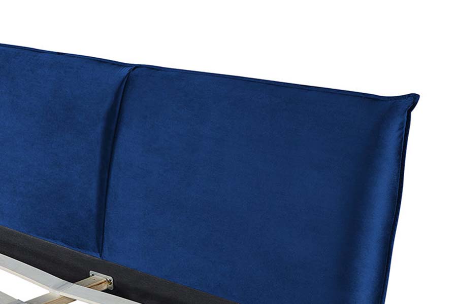 1494 Letto Queen con gambe in legno Letto imbottito con testiera morbida blu