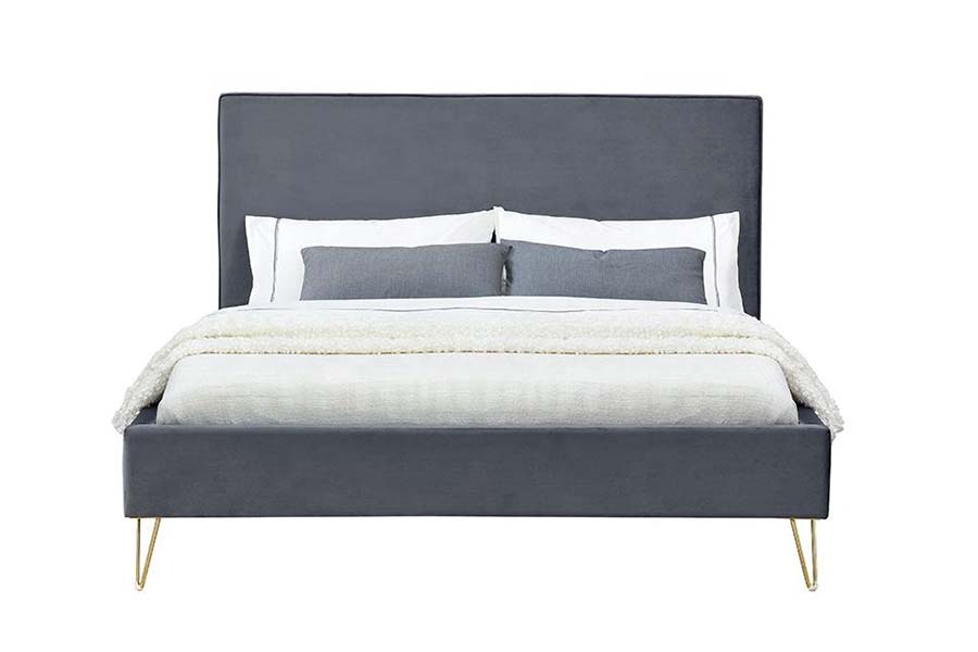 1476 Letto imbottito con piattaforma in tessuto di velluto colorato