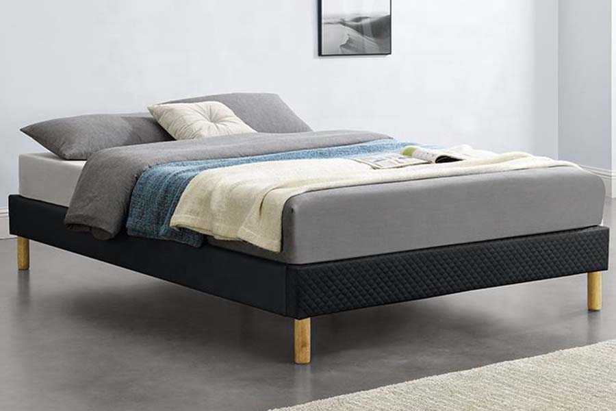 1469 Letto alto con letto imbottito in tessuto PU