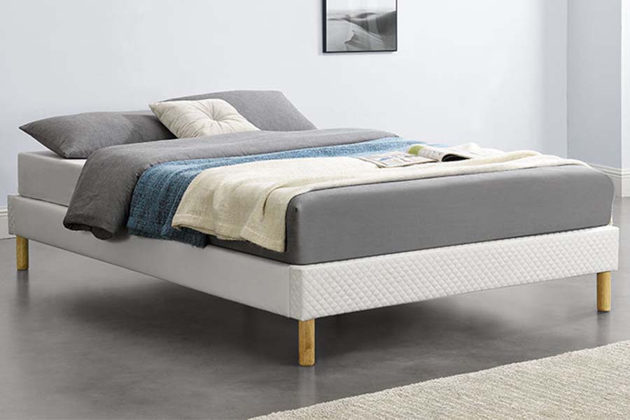 1469 Letto alto con letto imbottito in tessuto PU