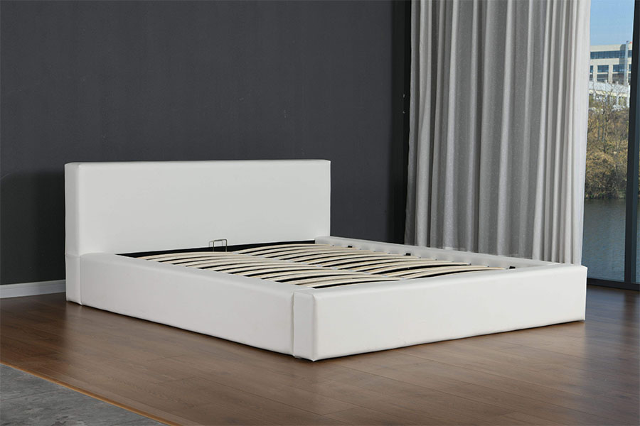 4246 Struttura letto contenitore scandinavo minimalista in ecopelle