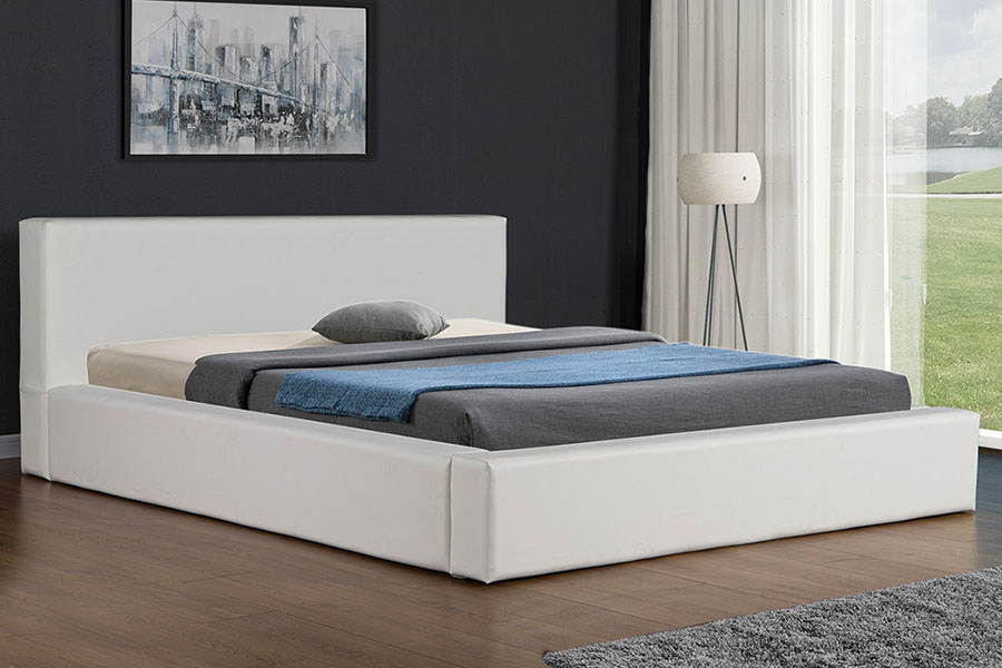 4246 Struttura letto contenitore scandinavo minimalista in ecopelle